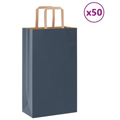vidaXL Papierové tašky 50 ks s rúčkami, modré, 21x11x36 cm