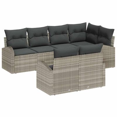 vidaXL Súprava záhradných pohoviek 7 pcs Svetlosivá polyratan