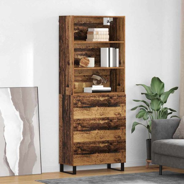 vidaXL Highboard so zásuvkou 2 pcs Staré drevo Kompozitné drevo
