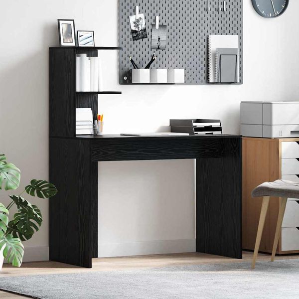 vidaXL Stôl s poličkou Čierny dub 102 x 50 x 124 cm Kompozitné drevo