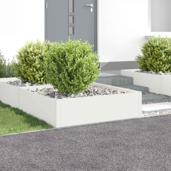 vidaXL Obrubník trávnika 4 ks 100 x 100 x 35 cm Oceľ Biela