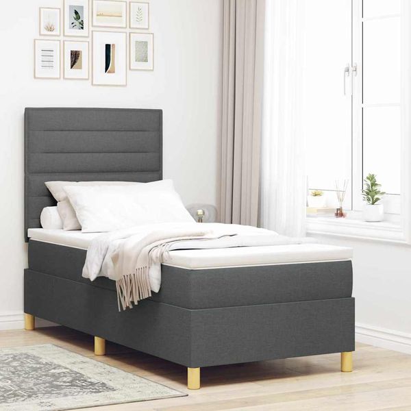 vidaXL Posteľ s pružinovým rámom Tmavo šedá 90 x 190 cm látka