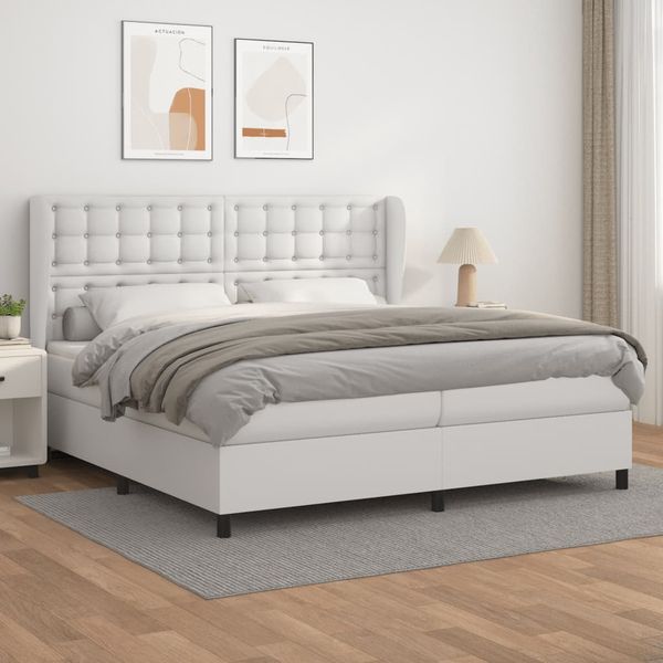 vidaXL Boxspring posteľ s matracom biela 200x200 cm umelá koža