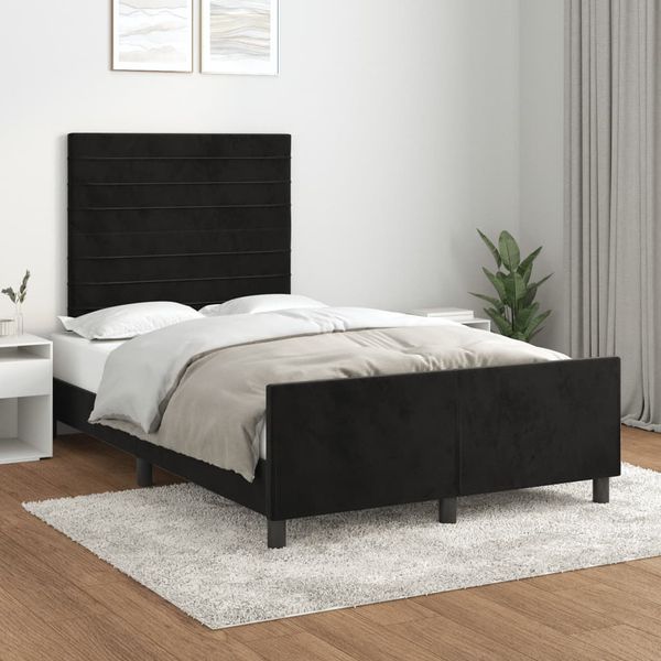 vidaXL Posteľ bez matracom čierna 120x190 cm zamat