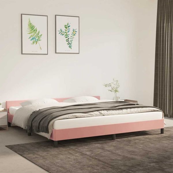 vidaXL Rám postele s čelom bez matraca ružový 200x200 cm zamat