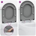 vidaXL WC sedadlo Sivá 49 x 36 x 4 cm Duroplast