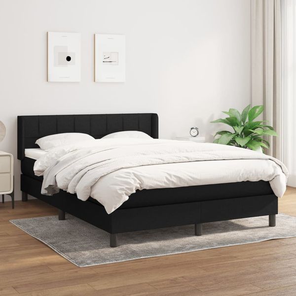 vidaXL Posteľný rám boxspring s matracom čierny 140x200 cm látka