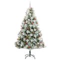 vidaXL Umelý vianočný stromček Zelená a biela 240 cm PVC, kov a plast