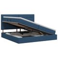 vidaXL Postel s úložným prostorem a matrací Modrá 200 x 200 cm látka
