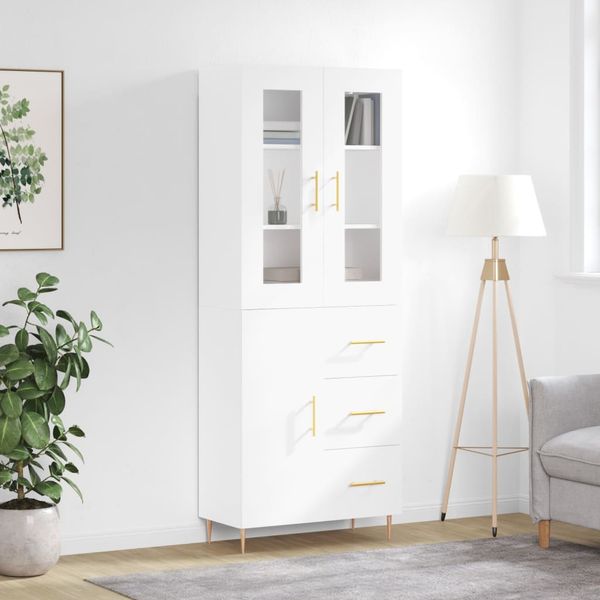vidaXL Vysoká skrinka biela 69,5x34x180 cm spracované drevo