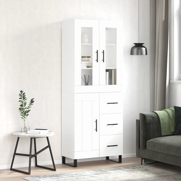 vidaXL Vysoká skrinka biela 69,5x34x180 cm spracované drevo