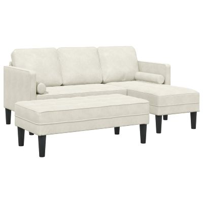 vidaXL Sada pohoviek s vankúšom 2 pcs Krémová Polyester