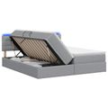 vidaXL LED úložná posteľ s matracom Svetlosivá 200 x 200 cm Látka