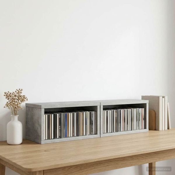 vidaXL Roh na skladovanie CD 2 ks Betónovo sivá 40 x 17 x 17 cm