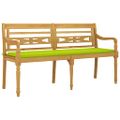 vidaXL Lavička Batavia so bledozeleným vankúšom 150 cm tíkový masív