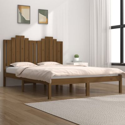 vidaXL Posteľný rám medovo-hnedý borovicový masív 140x190 cm