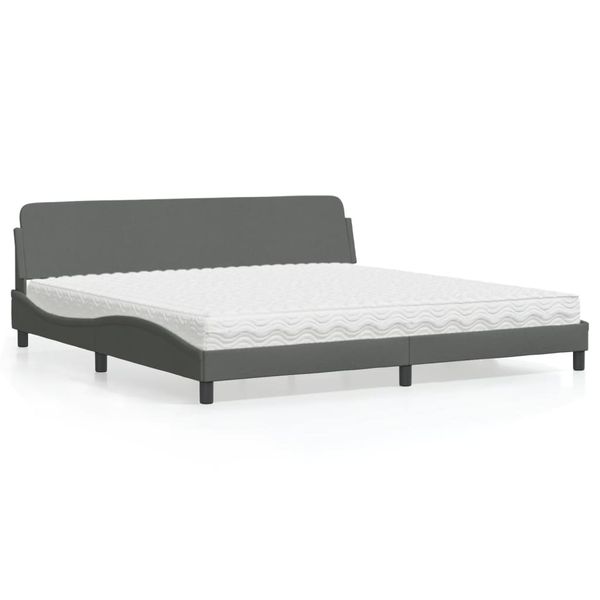 vidaXL Posteľ s matracom Dover tmavosivá 200x200 cm látka