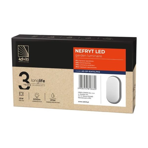 LED Vonkajšie svietidlo ORNO AD-OP-6147GLPM4 NEFRYT, 15W, 4000K, IP54, sivá LED Venkovní svítidlo ORNO AD-OP-6147GLPM4 NEFRYT, 15W, 4000K, IP54, šedá