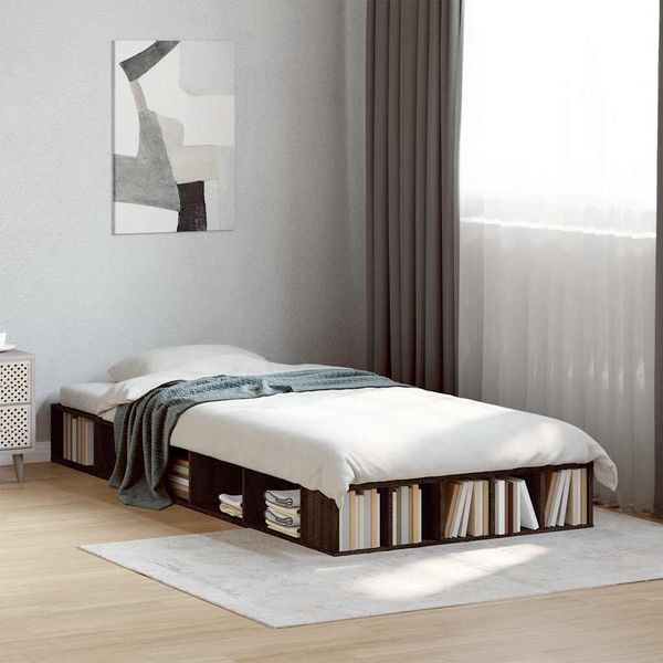 vidaXL Posteľný rám hnedý dub 90x190 cm kompozitné drevo