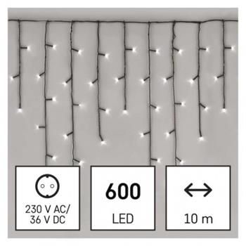 LED vánoční rampouchy, 10 m, venkovní i vnitřní, studená bílá, programy