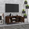 vidaXL TV skrinka, kovové nohy, hnedý dub 103,5x35x50 cm