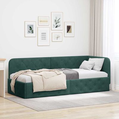 vidaXL Rohový rám postele Tmavozelená 80 x 200 cm Zamat