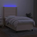 vidaXL Posteľ boxsping s matracom a LED krémová 100x200 cm látka