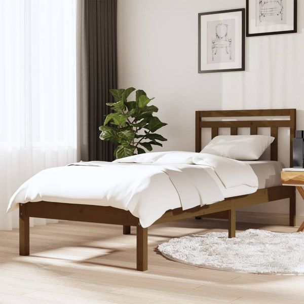 vidaXL Posteľný rám medovohnedý borovicový masív 100x200 cm