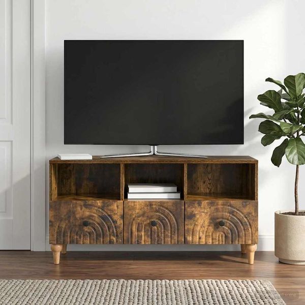 vidaXL TV skrinka 102 x 34,5 x 50 cm Údený Dub Konštruované drevo