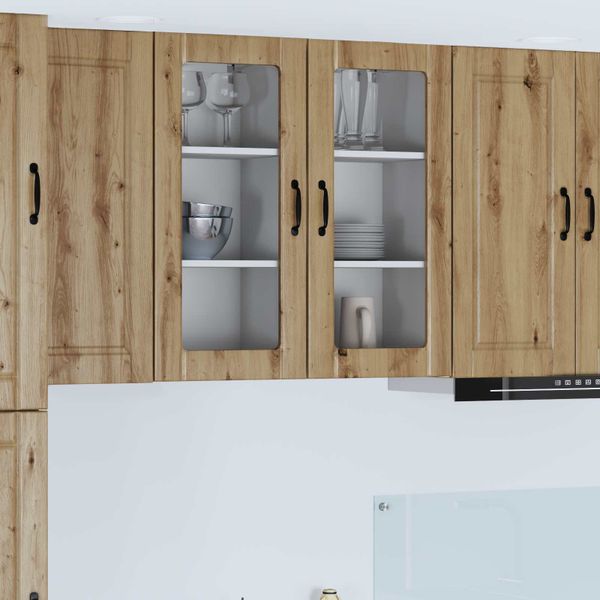 vidaXL Nástenný sklenený kabinet PORTO 2 pcs Remeselný dub