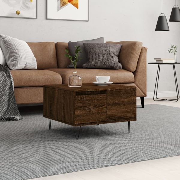 vidaXL Konferenčný stolík hnedý dub 55x55x36,5 cm spracované drevo