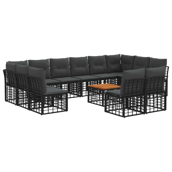 vidaXL Záhradná súprava gaučov 13 pcs Čierna a tmavošedá Polyester