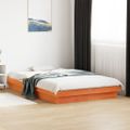 vidaXL LED posteľný rám voskovo hnedý 135x190 cm masívna borovica