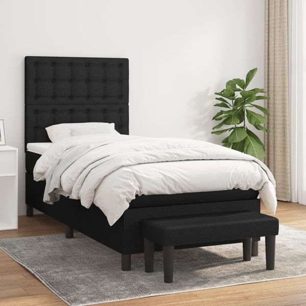 vidaXL Posteľný rám boxspring s matracom čierny 90x190 cm látka
