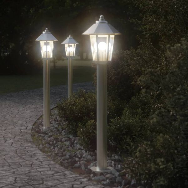 vidaXL Vonkajšia stojaca lampa strieborná 80 cm nehrdzavejúca oceľ