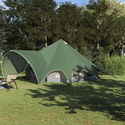 vidaXL Teepee stan pre 9 osôb Zelená a šedá 502 x 502 x 297 cm