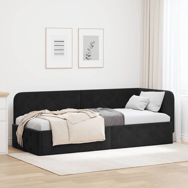 vidaXL Rohový rám postele Čierny 80 x 200 cm Zamat