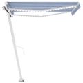 vidaXL Ručne zaťahovacia markíza s LED 350x250 cm modrá a biela