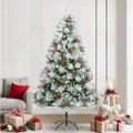 vidaXL Umelý vianočný stromček Zelená a biela 240 cm PVC, kov a plast