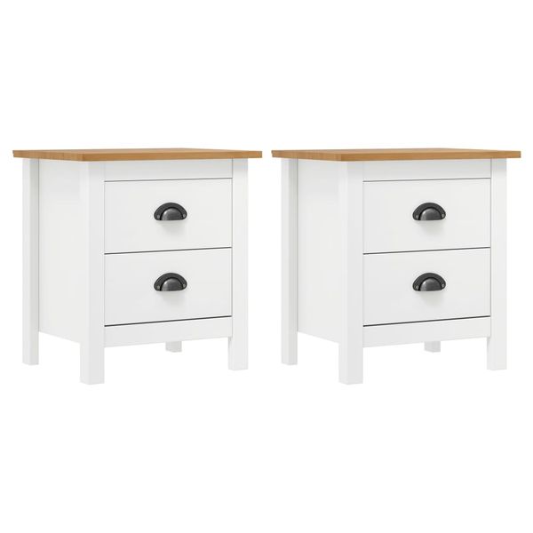 vidaXL Nočné stolíky Hill 2 ks, biele 46x35x49,5 cm, borovicový masív