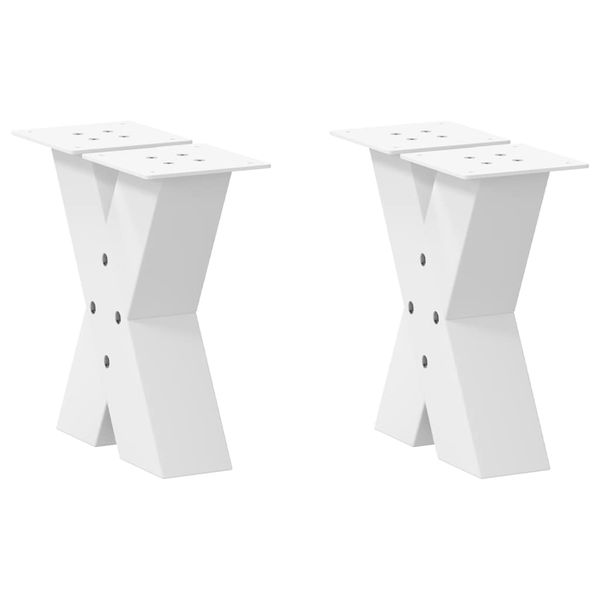 vidaXL Nohy konferenčného stolíka v tvare X, 2 ks, biele, 40 x (30-31) cm, oceľové