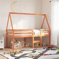 vidaXL Strecha na detskú posteľ voskovohnedá 209x85,5x88 cm borovica