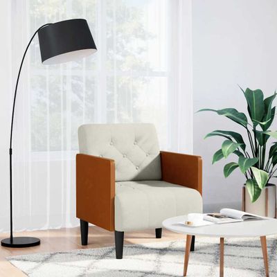 vidaXL Rozkladacia pohovka s podrúčkami, krémová, 55 cm, zamatová