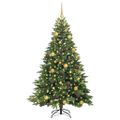 vidaXL Umelý vianočný stromček s 300 LED-i Zelená 180 cm PE a PVC