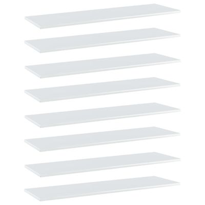vidaXL Prídavné police 8 ks, lesklé biele 100x30x1,5 cm, drevotrieska