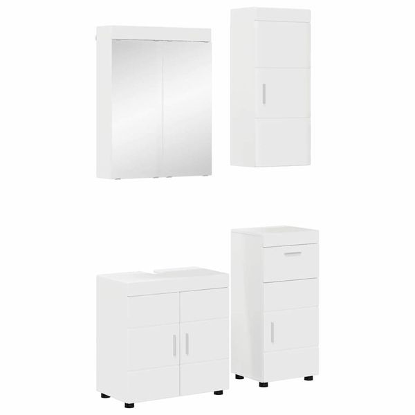 vidaXL Sada kúpeľňového nábytku TULUM 4 pcs Vysoký lesk bielej