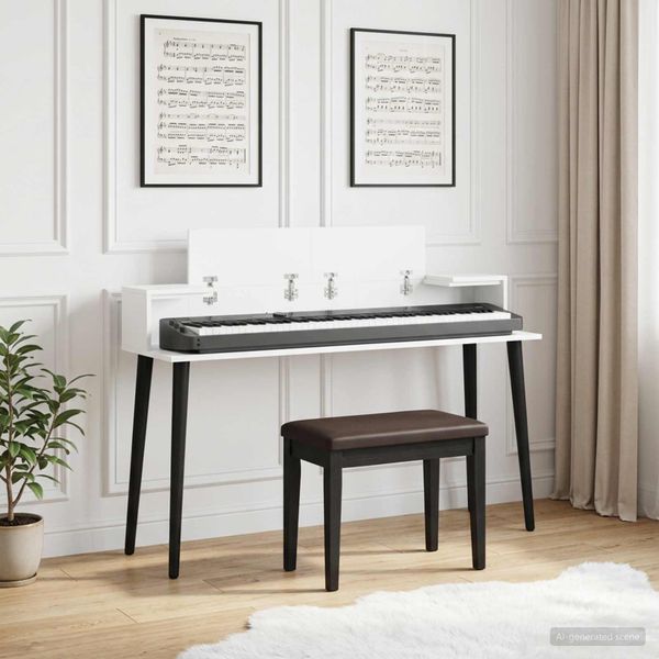 vidaXL Štúdiový stôl Biela 130 x 36 x 19,5 cm Kompozitné drevo
