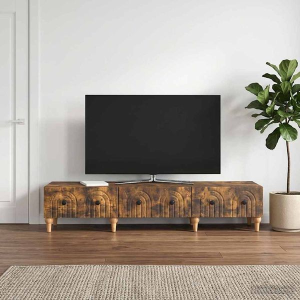 vidaXL TV skrinka Dymový dub 147 x 34,5 x 30 cm Kompozitné drevo