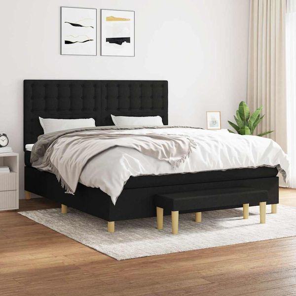 vidaXL Posteľný rám boxspring s matracom čierny 160x200 cm látka