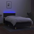 vidaXL Posteľ boxsping s matracom a LED čierna 90x200 cm látka